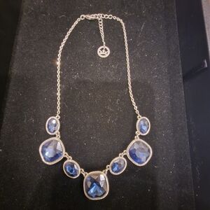 Crown Trifari Blue Gemstone Necklace 18"
